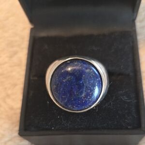 Silver Blue Stone Men's Ring